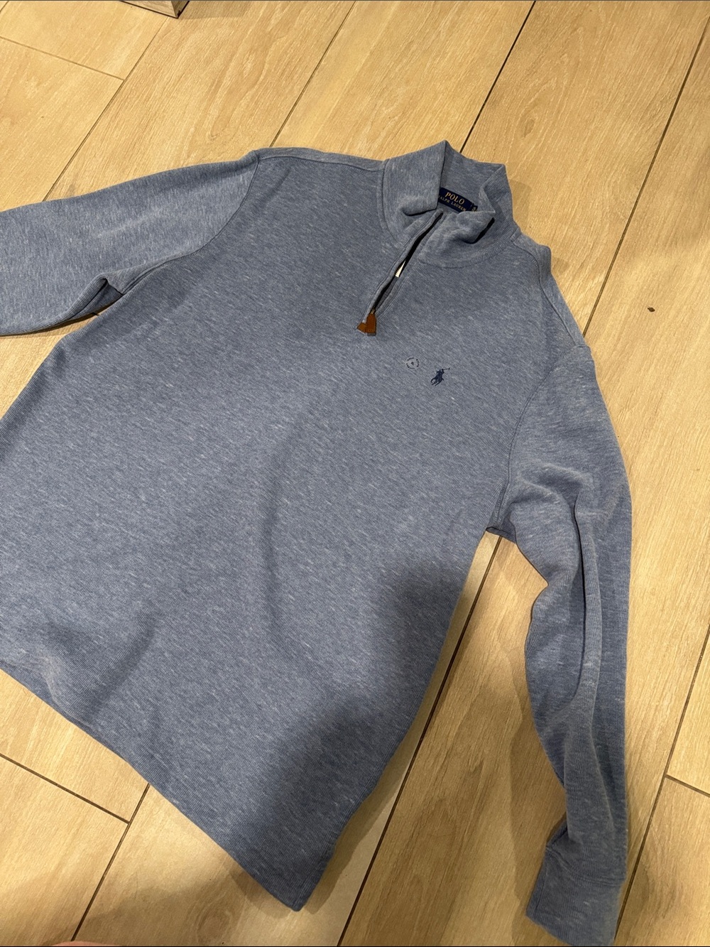 Polo by Ralph Lauren Men's Heather Blue Half-Zip Sweater